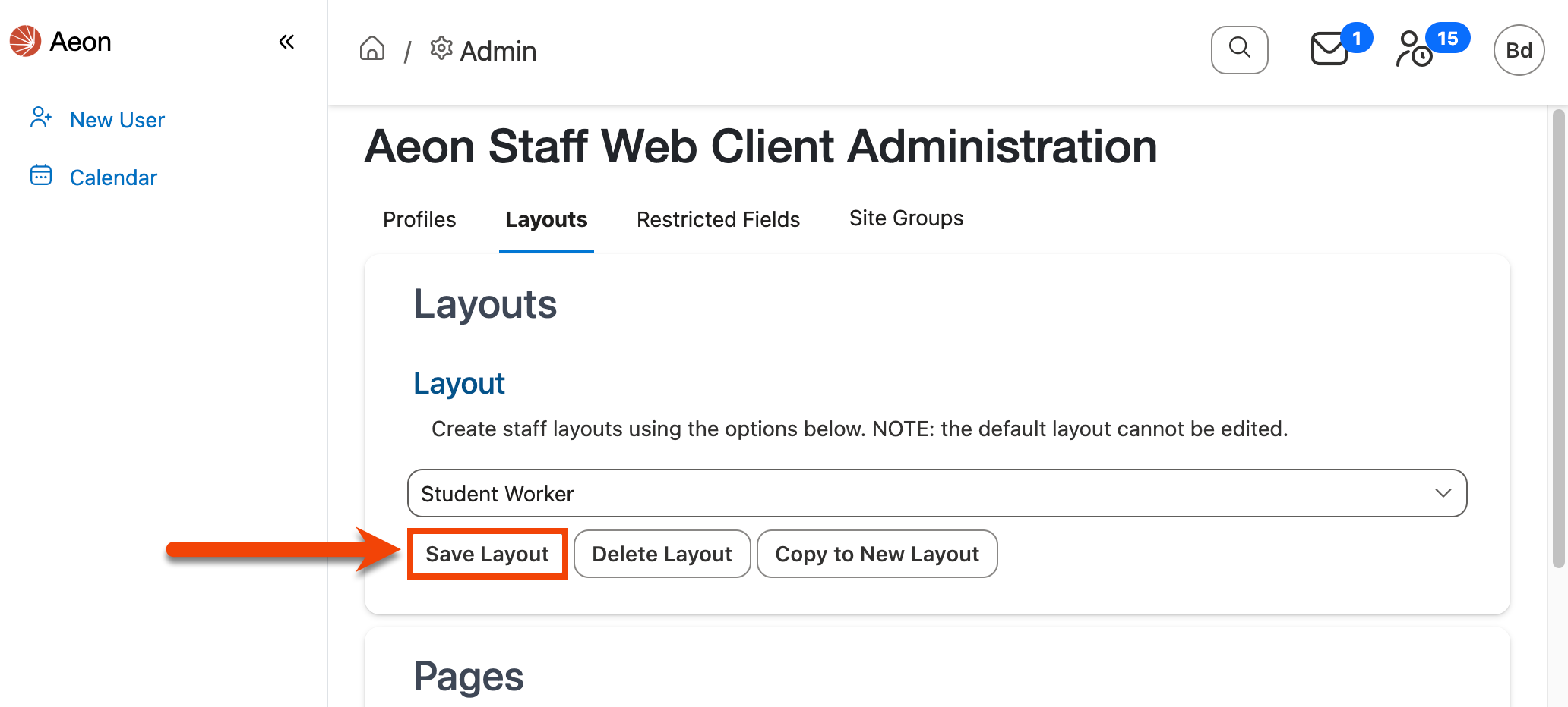 Save Layout button